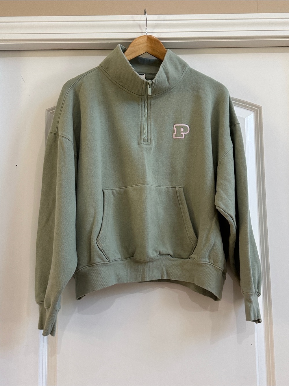 P Green Quarter-Zip Pullover Sweatshirt